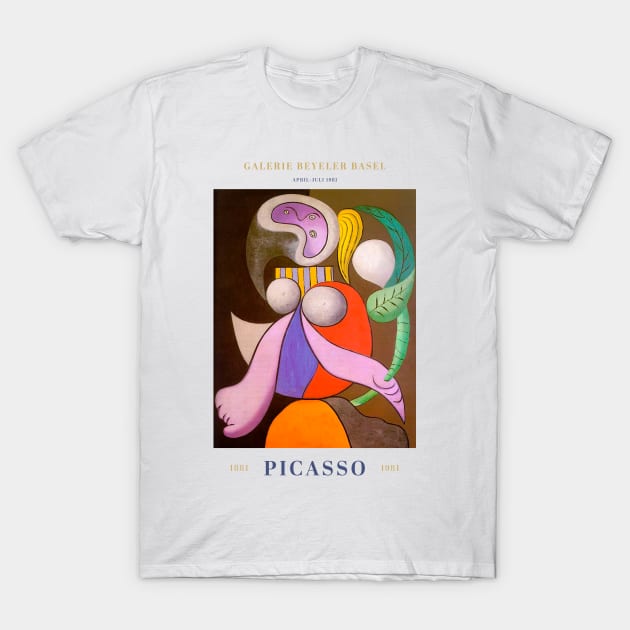 Pablo Picasso Exhibition Art Poster - Femme a la Fleur 1981 T-Shirt by notalizard